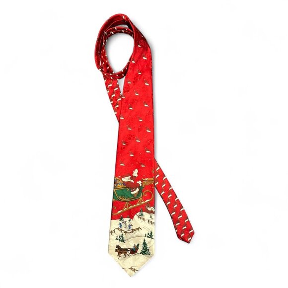 Other - #Christmas neck tie. Add spirit to your holiday attire with this red silk Santa